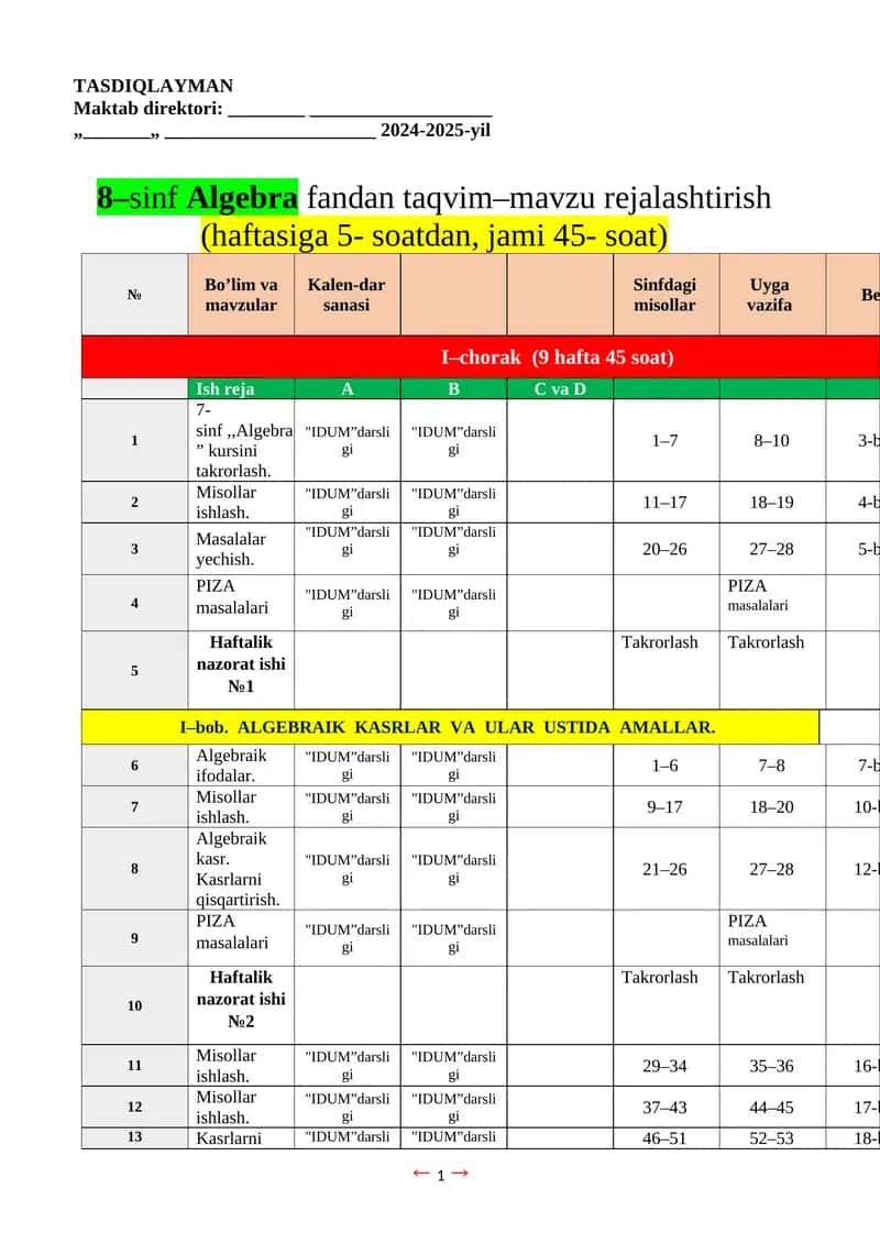 Algebra maktab darsligi