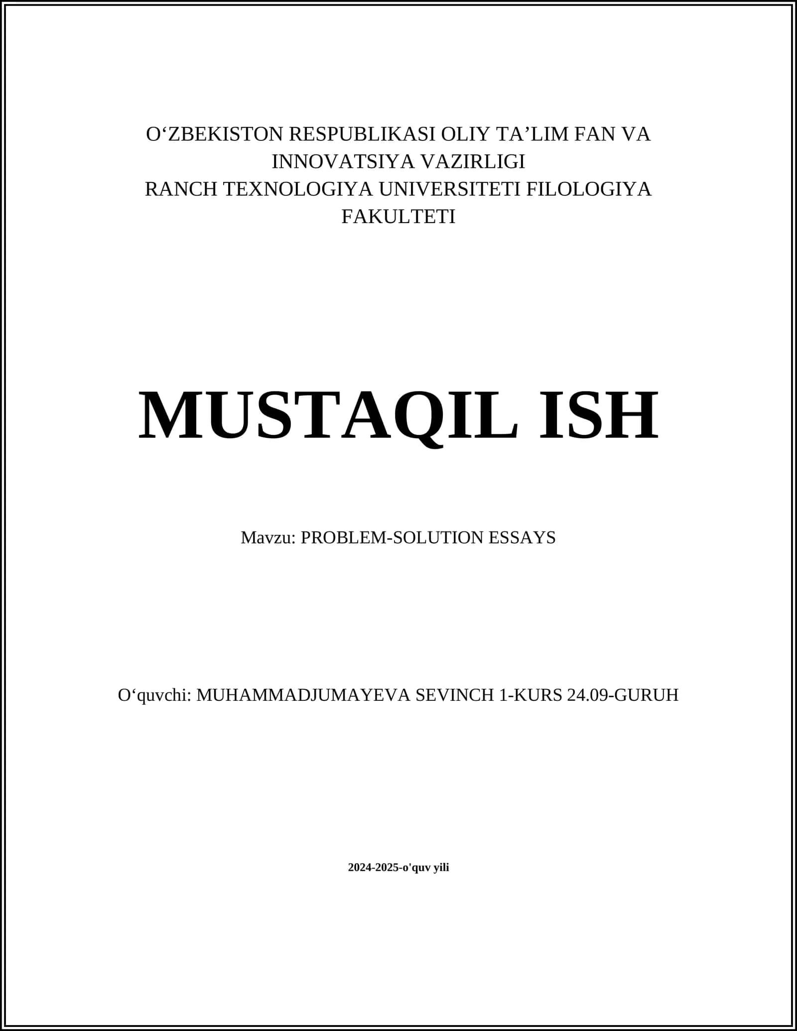 PROBLEM-SOLUTION ESSAYS