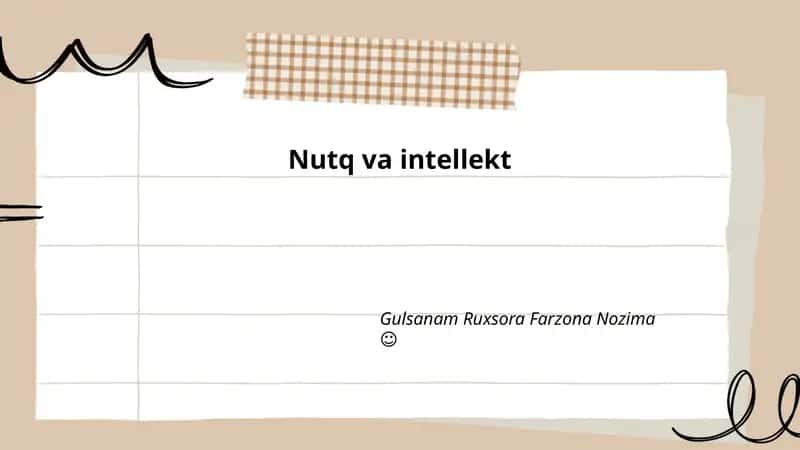 Nutq va intellekt