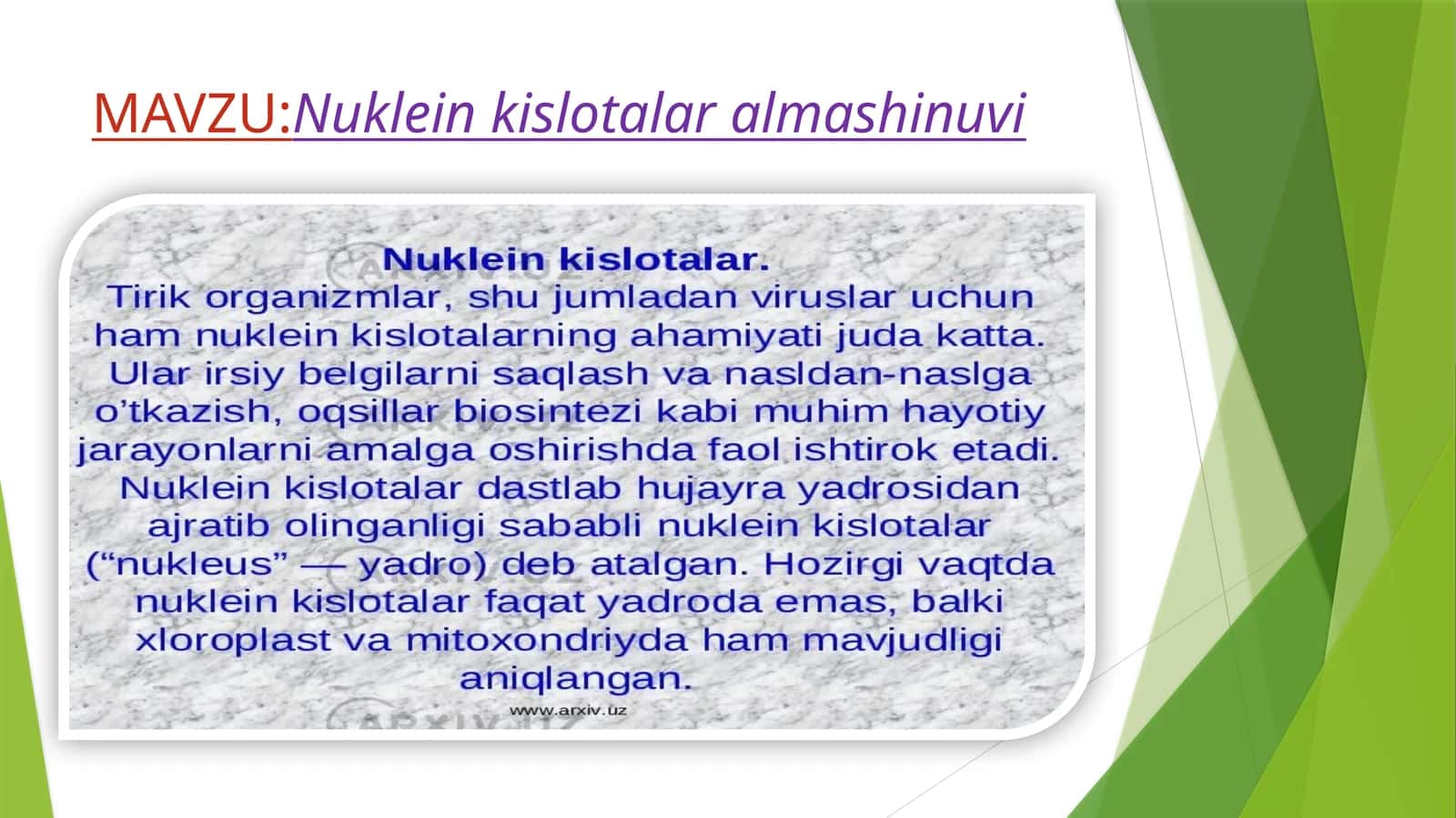 Nuklein kislotalar almashinuvi