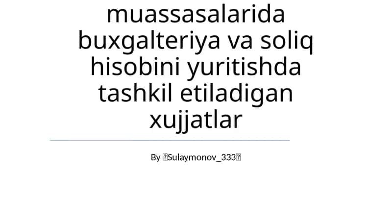 Moliyaviy Hisobotlar Tahlili