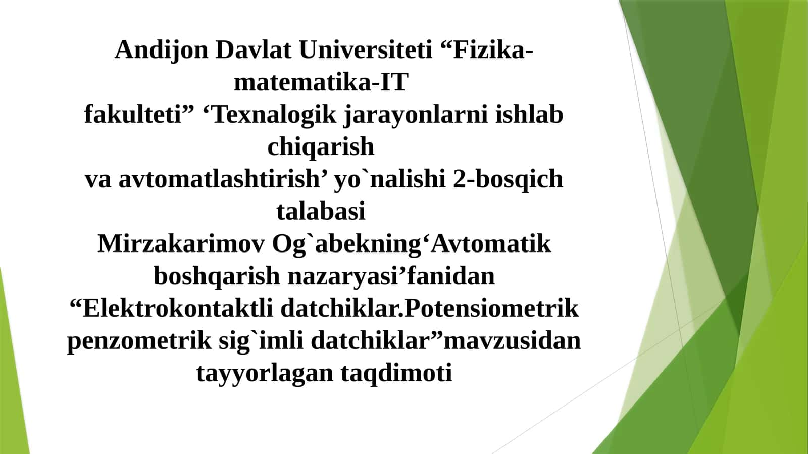 Elektrokontaktli datchiklar, potensiometrik va penzometrik sigimli datchiklar