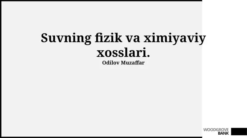 Suvning fizik xossalari