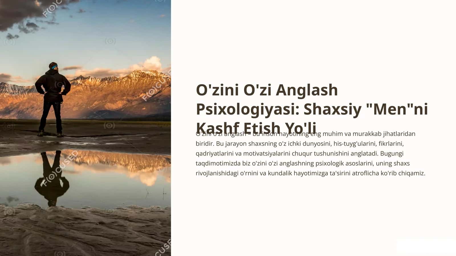 O'zini O'zi Anglash Psixologiyasi Shaxsiy Menni Kashf Etish Yo'li