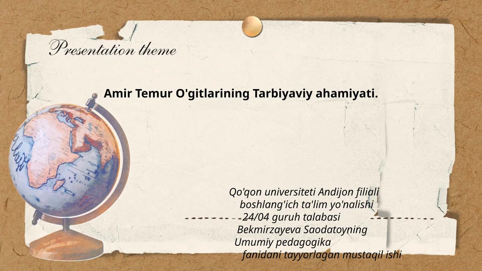Amir Temur O'gitlarining Tarbiyaviy ahamiyati