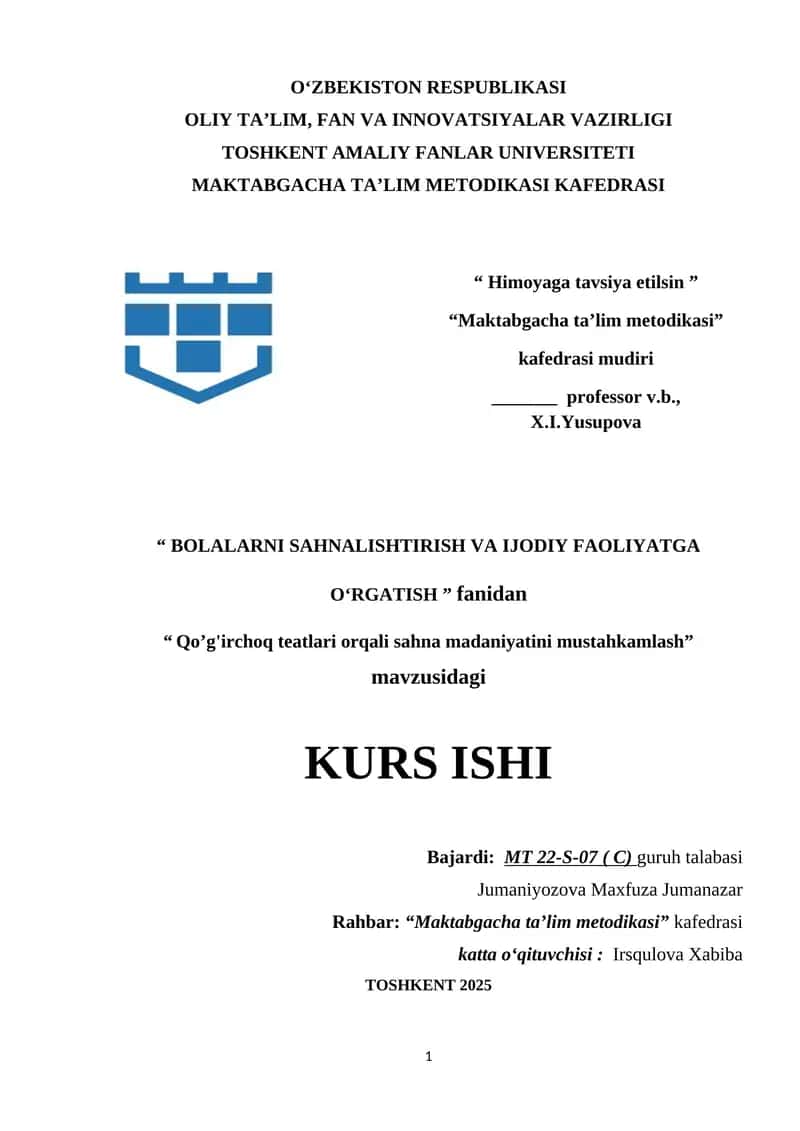 Qo’g'irchoq teatlari orqali sahna madaniyatini mustahkamlash