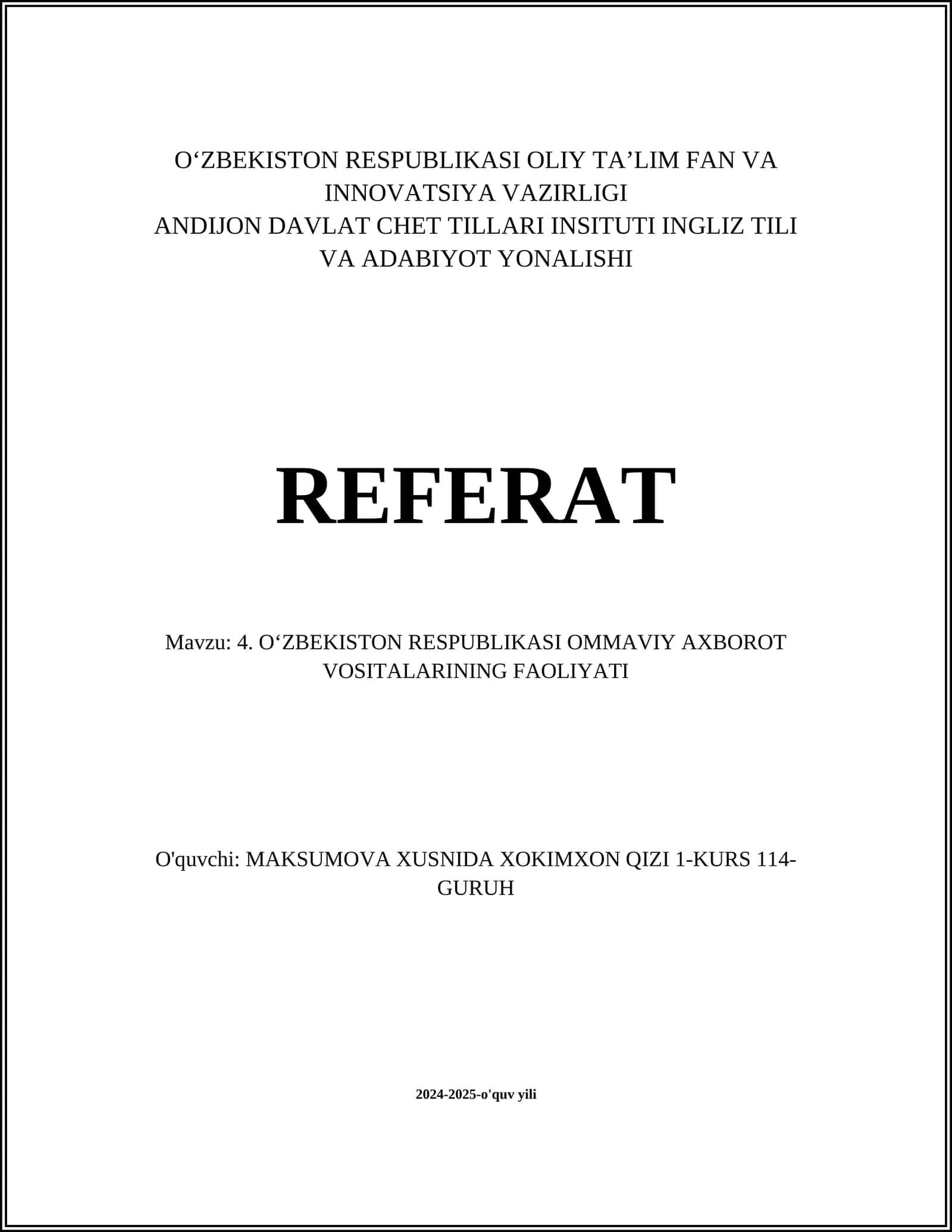 Ommaviy axborot vositalarining huquqiy asoslari