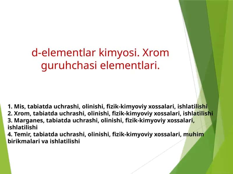 d-elementlar kimyosi
