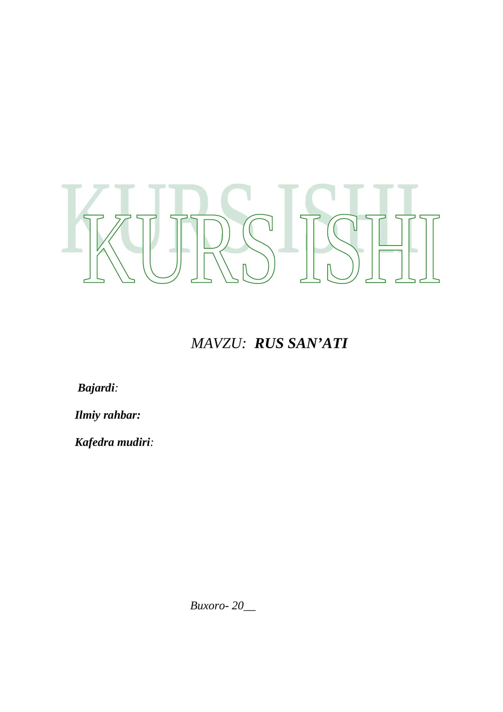 RUS SAN’ATI. Kurs ishi