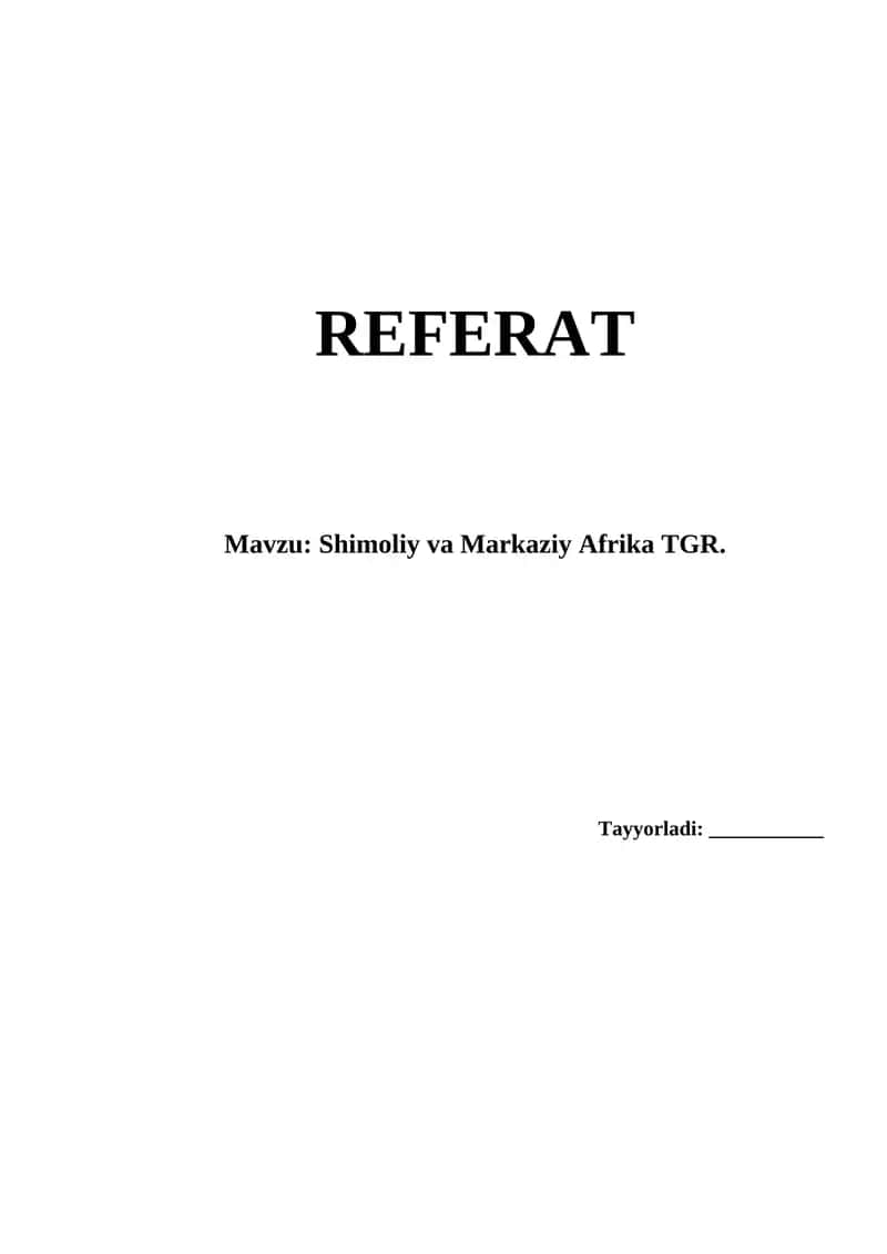 Shimoliy va Markaziy Afrika TGR