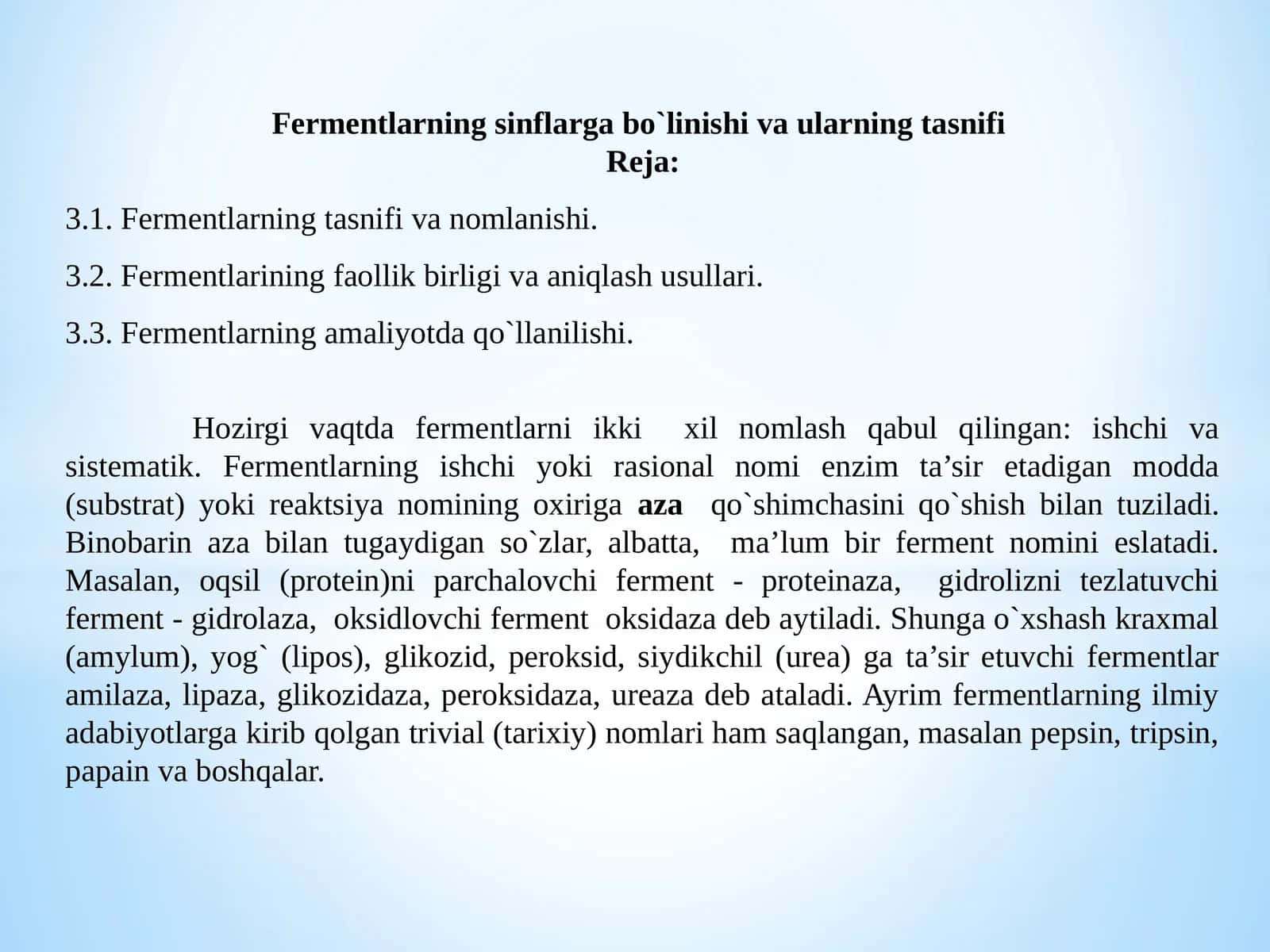 Fermentlarningsinflargabo`linishivaularningtasnifi