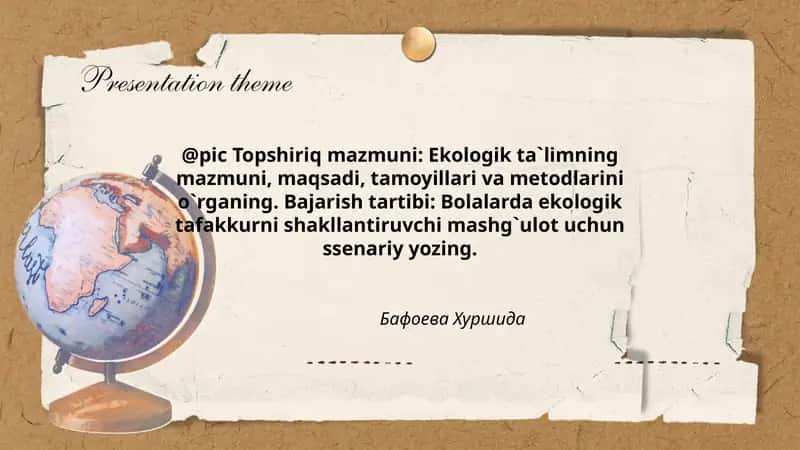 Ekologik ta`limning mazmuni