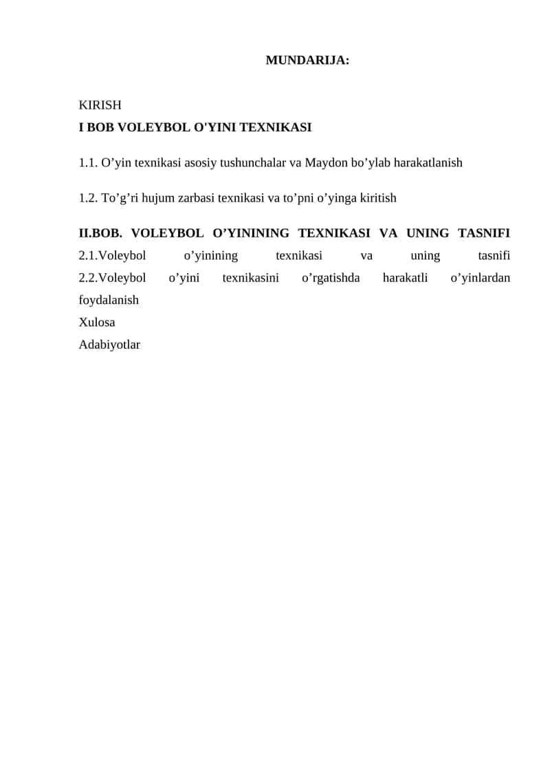Voleybol o'yini texnikasi