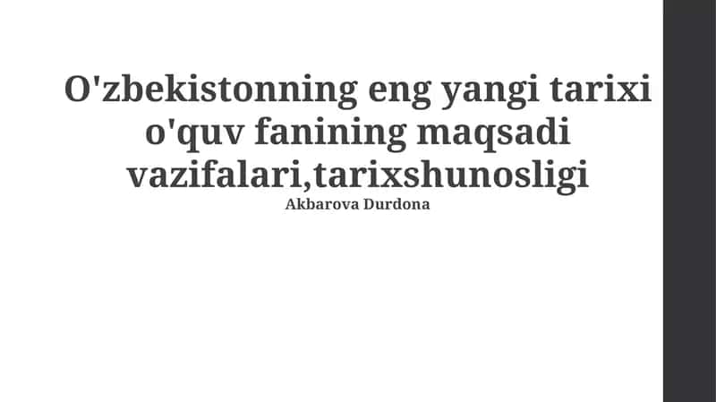 O'zbekistonning eng yangi tarixi