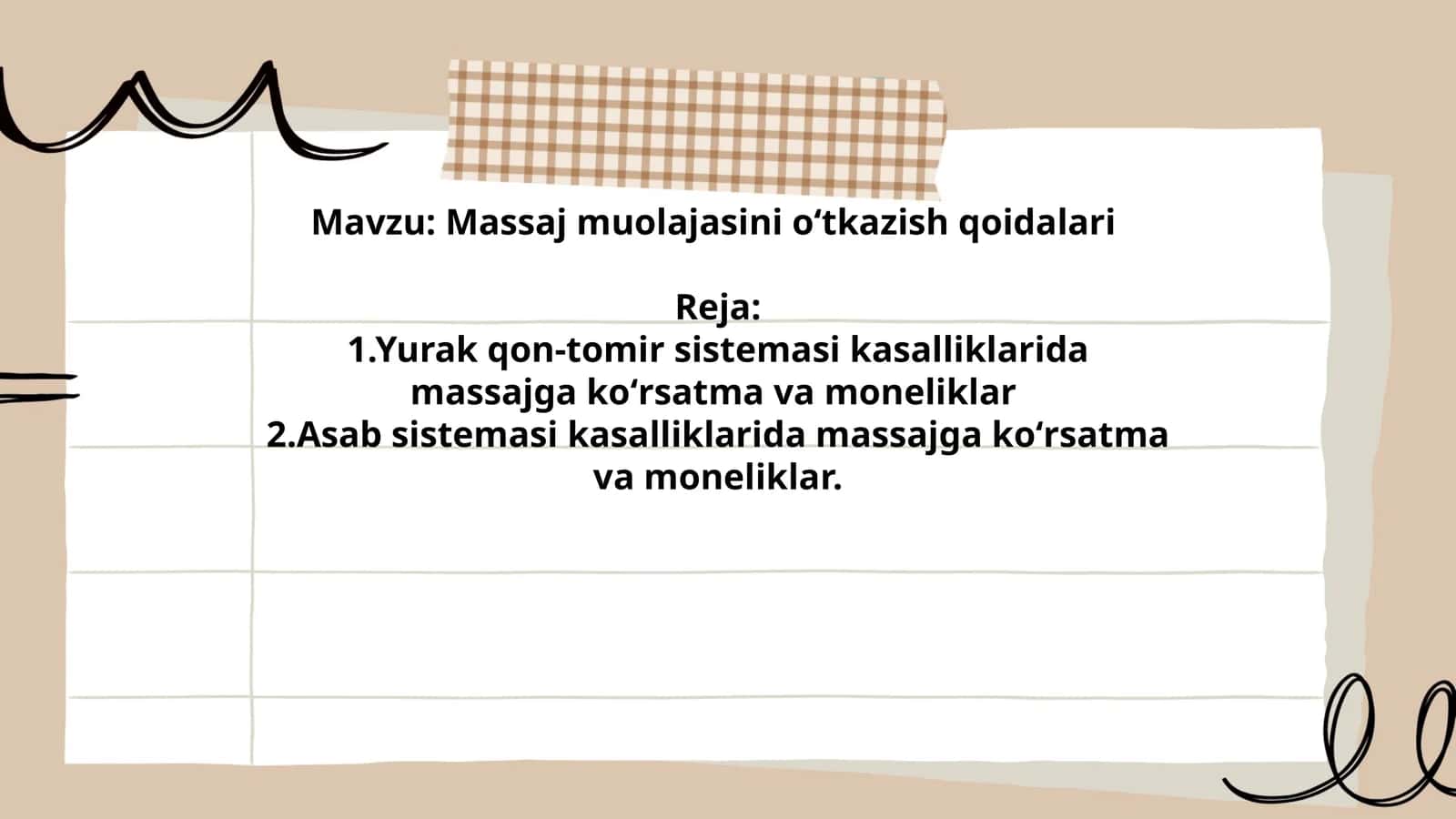 Massaj muolajasini oʻtkazish qoidalari