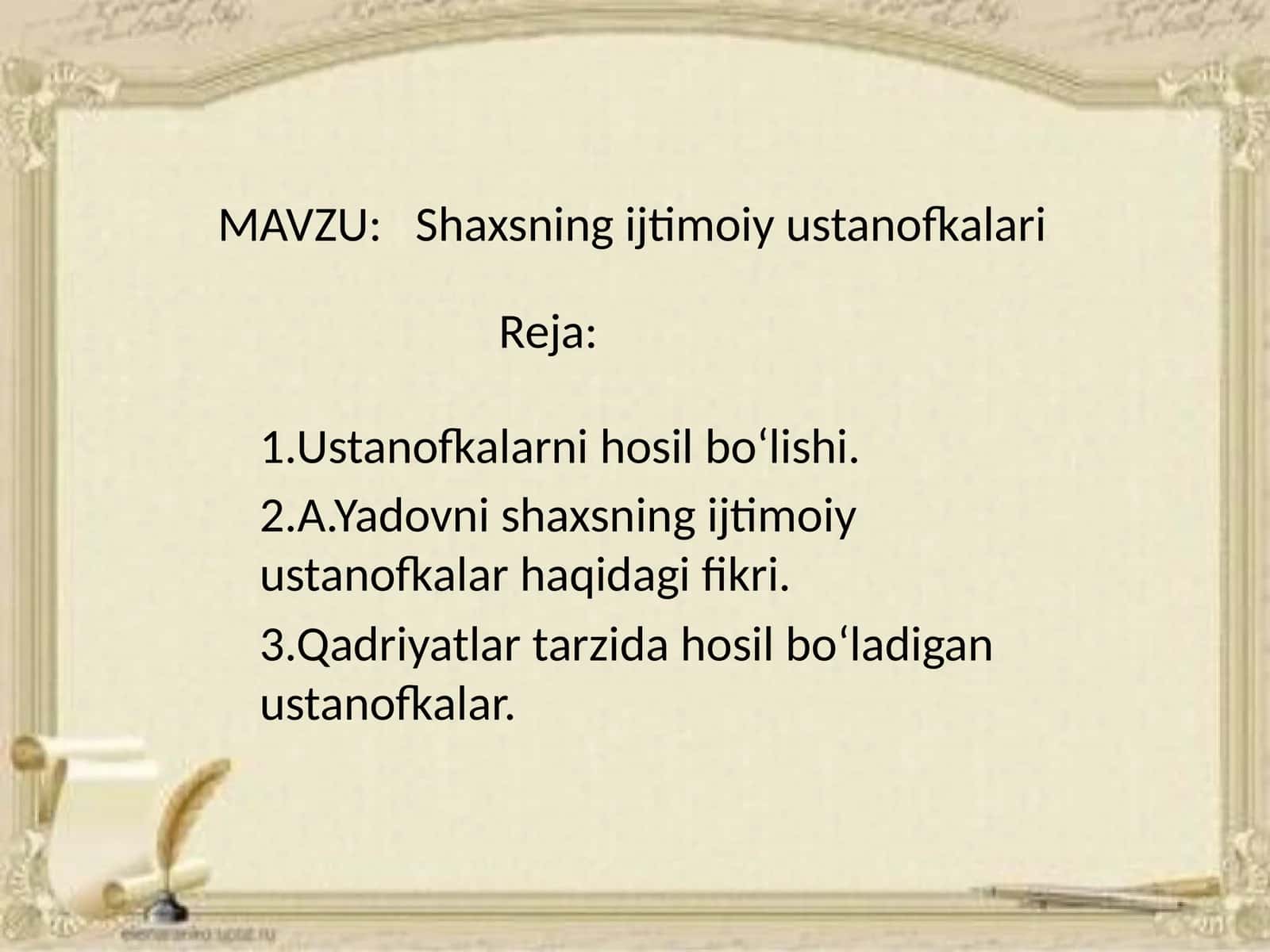 Shaxsning ijtimoiy ustanofkalari