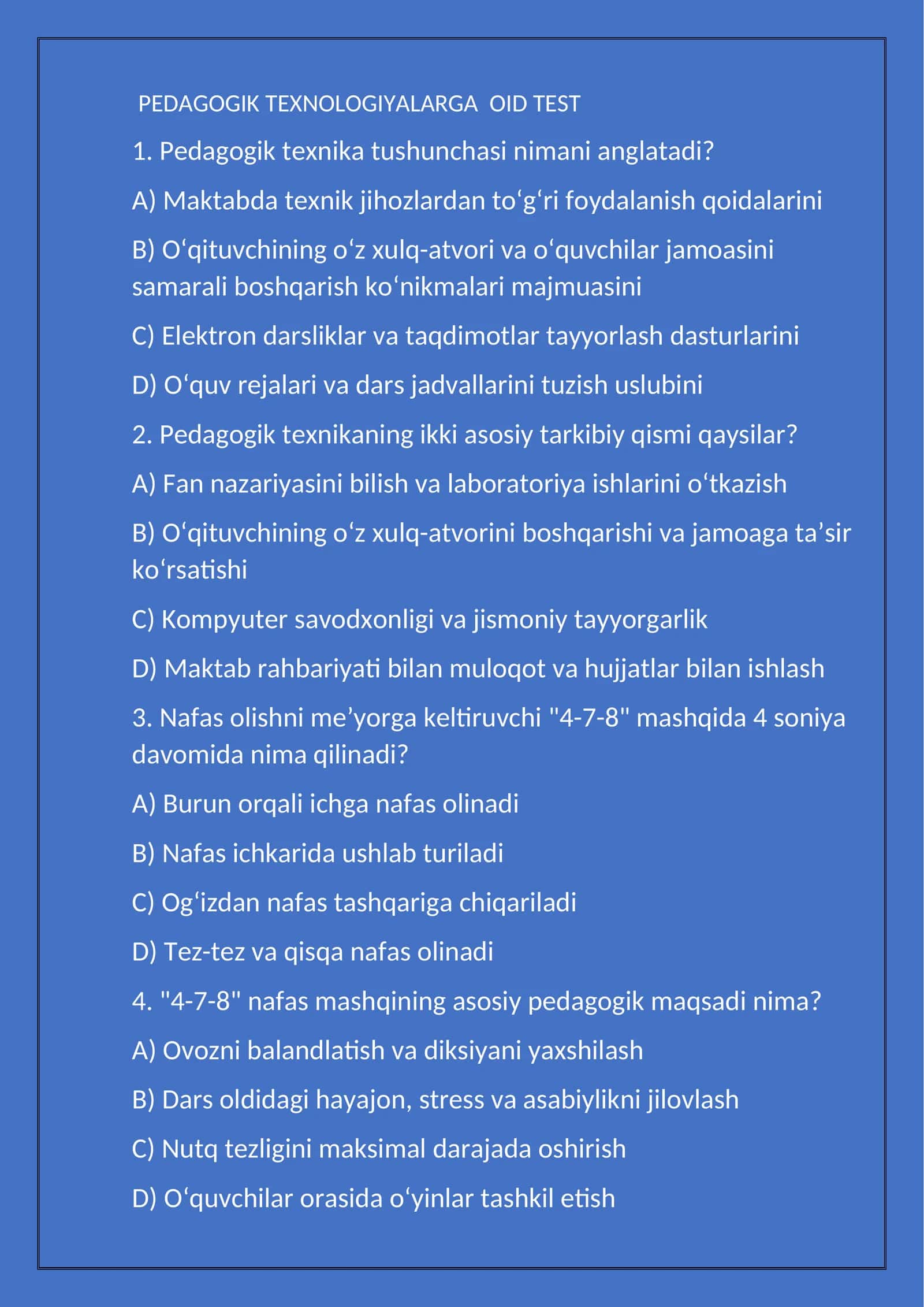 pedagogik texnalogiyalar