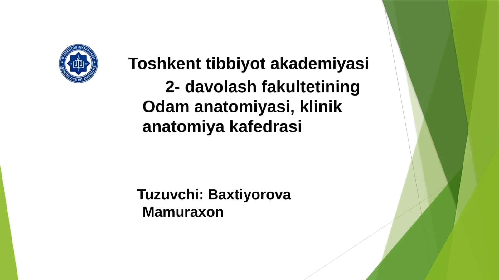 2-Davolash fakulteti dasturiy anatomiyasi