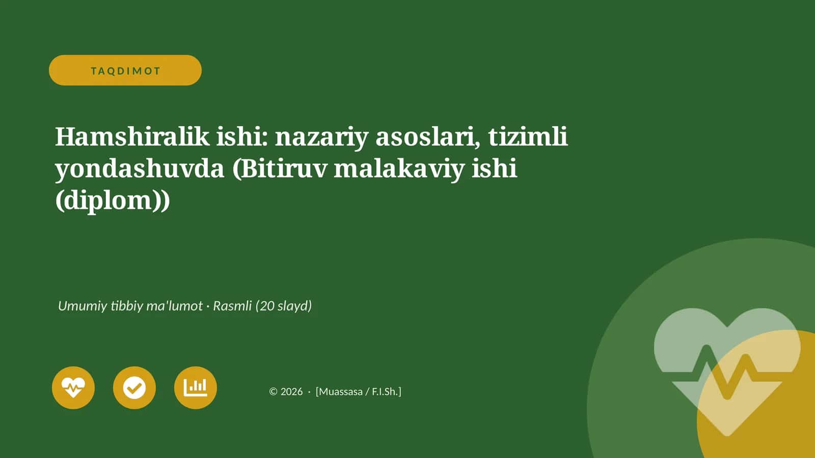 Hamshiralik ishi: nazariy asoslari, tizimli yondashuvda (Bitiruv malakaviy ishi (diplom))
