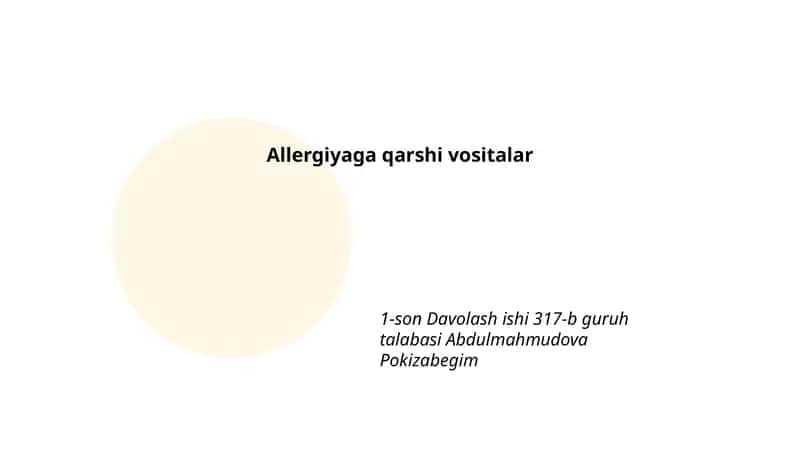 Antigistamin preparatlari: umumiy tavsif
