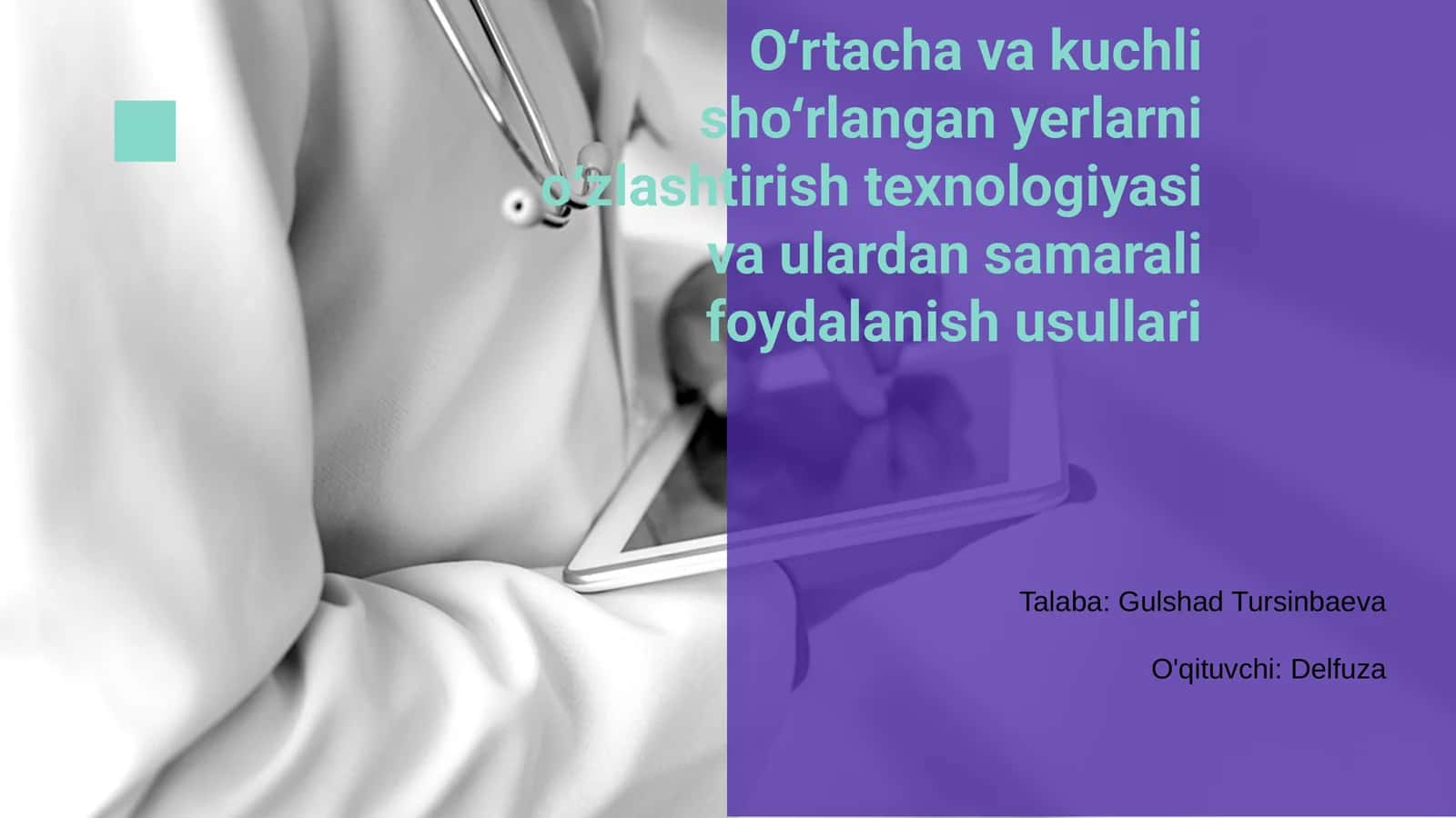 Oʻrtacha va kuchli shoʻrlangan yerlarni oʻzlashtirish texnologiyasi va ulardan samarali foydalanish usullari