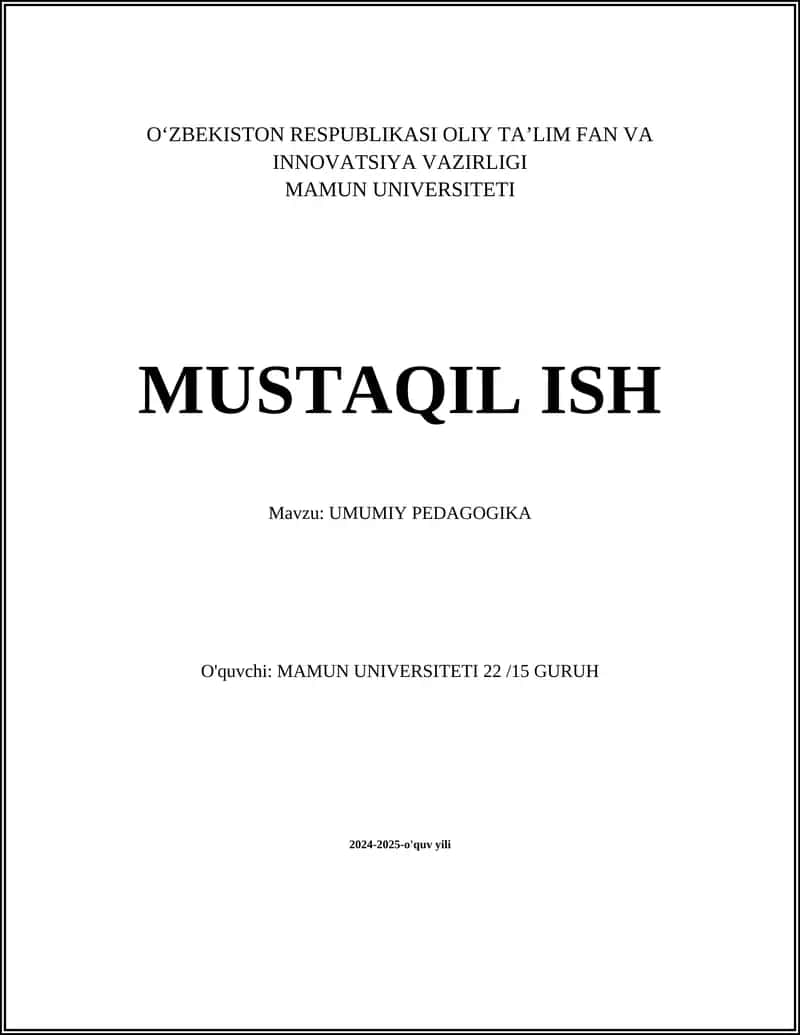 Pedagogikaning umumiy tushunchalari