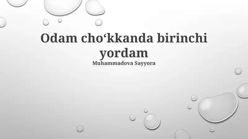 Odam choʻkkanda birinchi yordam