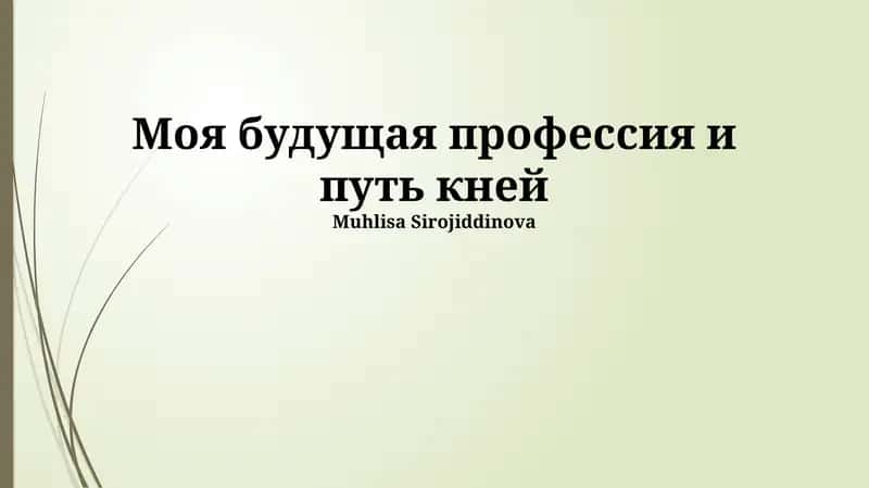 Моя будущая профессия и путь к ней