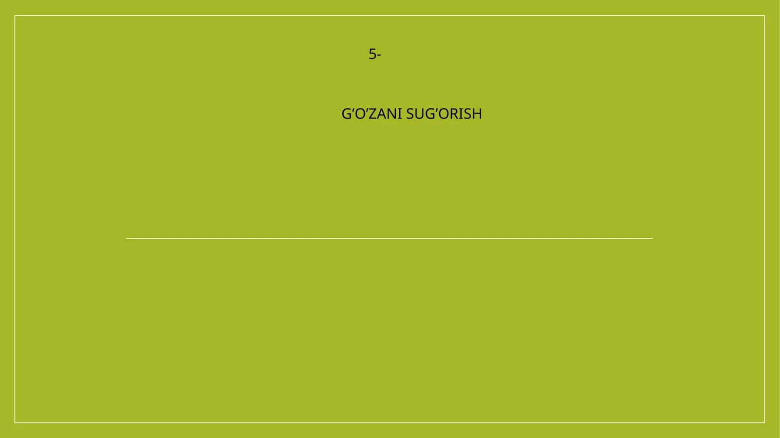 G’O’ZANI SUG’ORISH