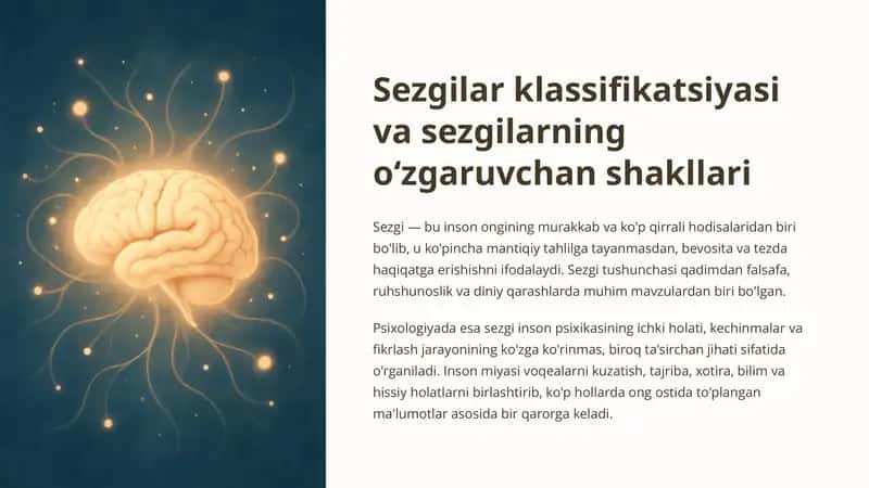Sezgilar klassifikatsiyasi va sezgilarning o‘zgaruvchan shakllari
