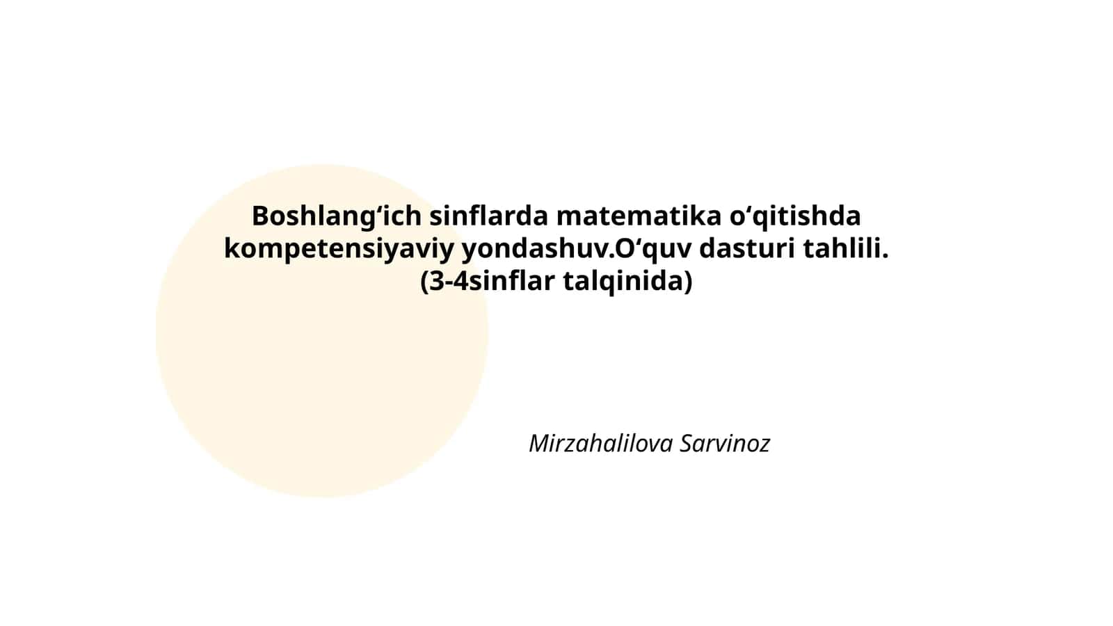 Boshlangʻich sinflarda matematika oʻqitishda kompetensiyaviy yondashuv