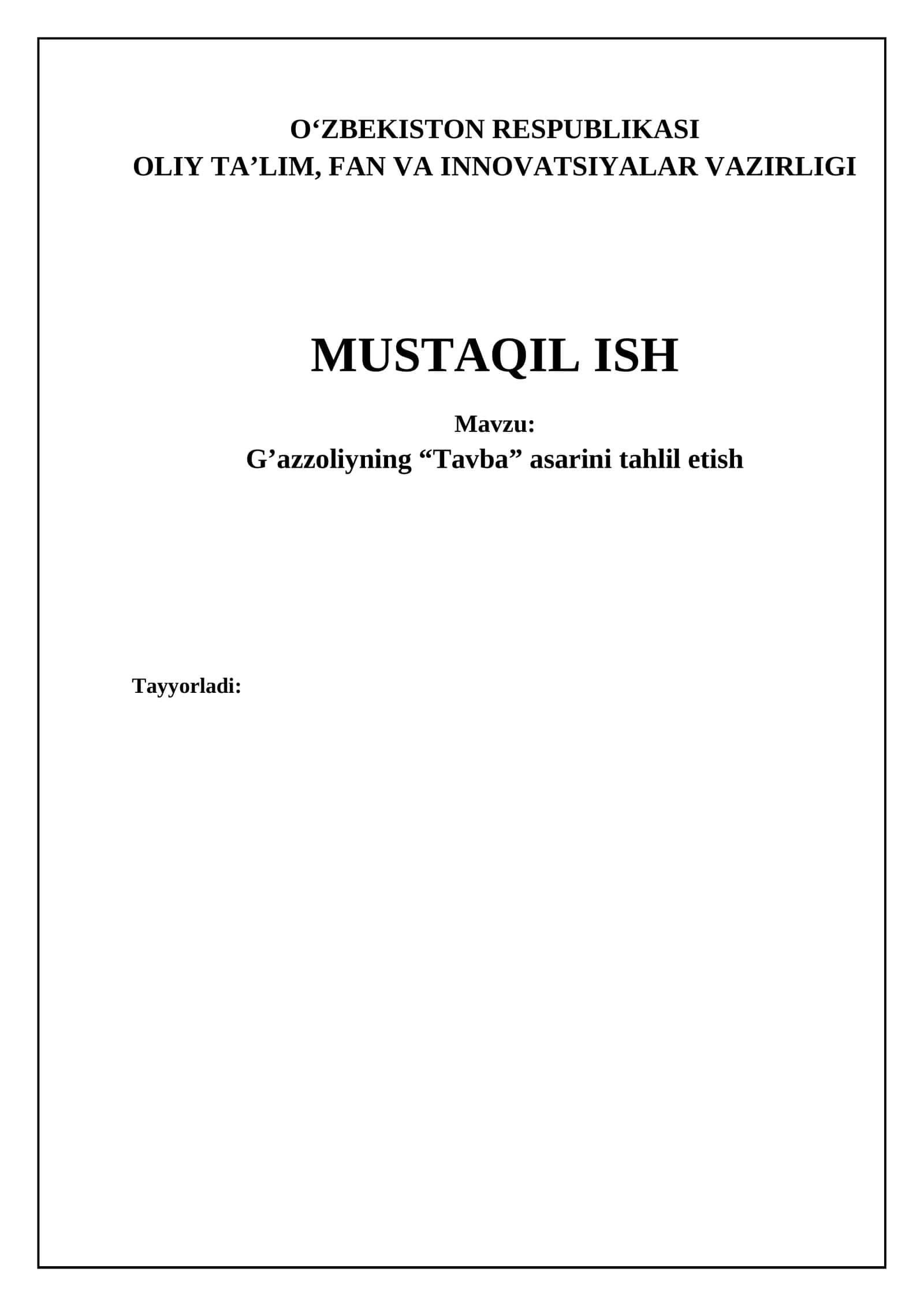 Tavba Islom ta'limida muhim o‘rin tutadi