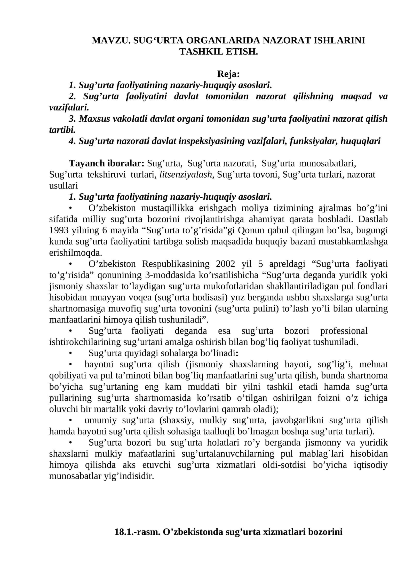SUG‘URTA ORGANLARIDA NAZORAT ISHLARINI TASHKIL ETISH