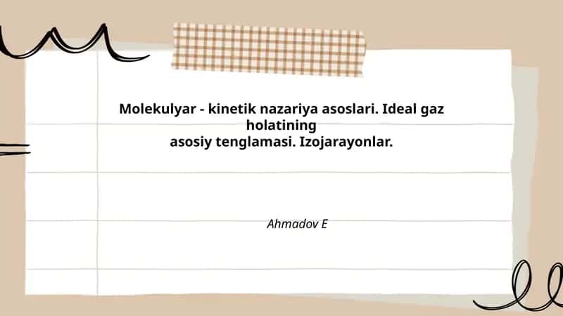 Molekulyar - Kinetik Nazariya Asoslari