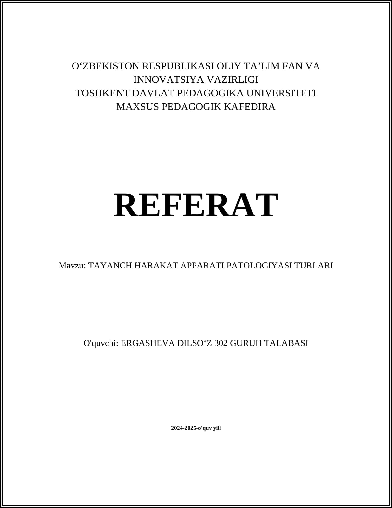 TAYANCH HARAKAT APPARATI PATOLOGIYASI TURLARI