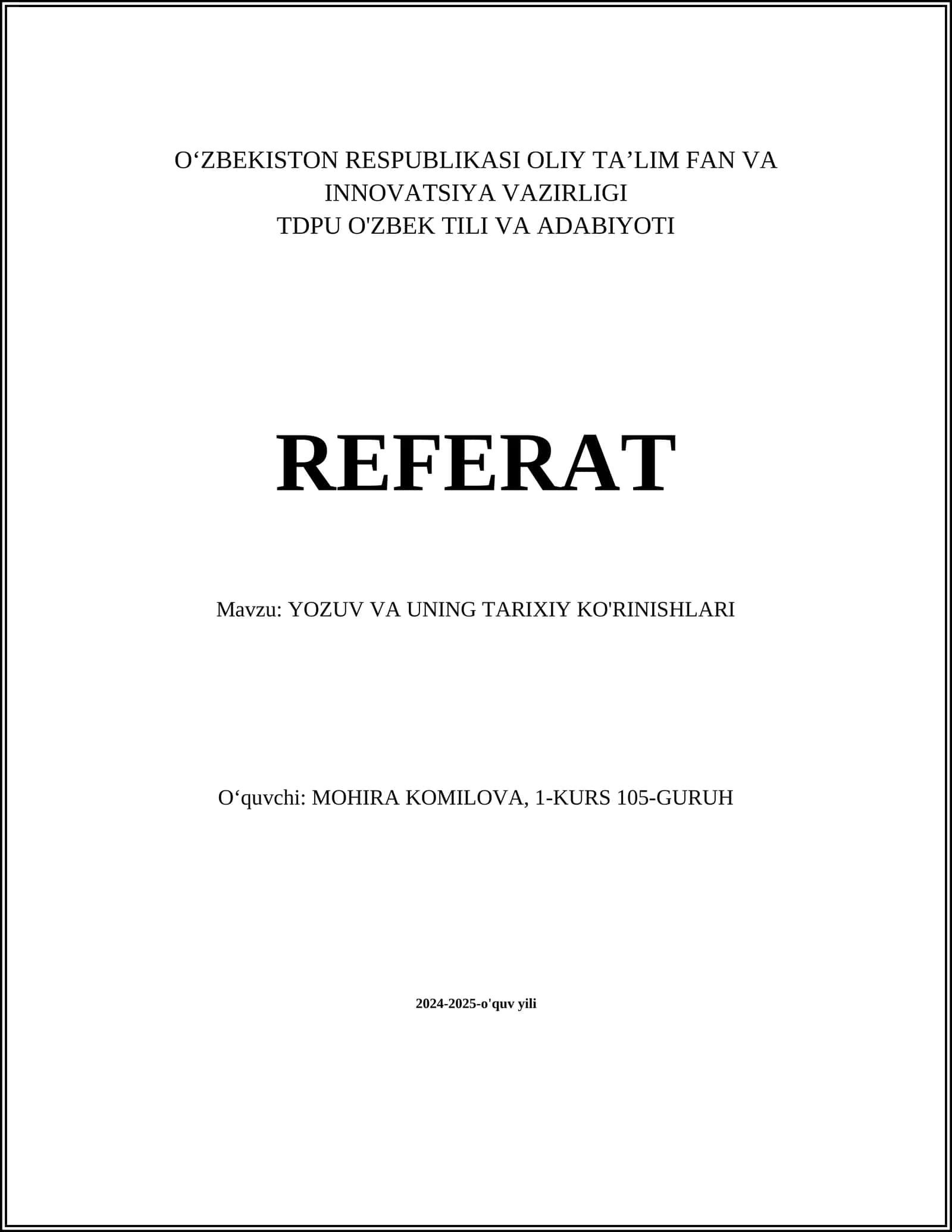 Yozuv va uning tarixiy ko'rinishlari