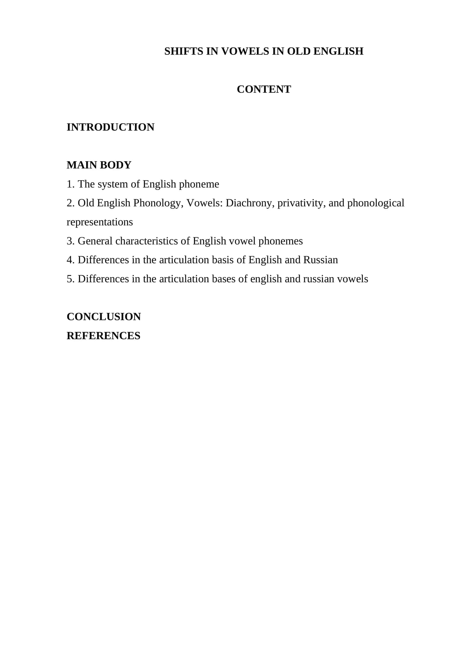 SHIFTS IN VOWELS IN OLD ENGLISH