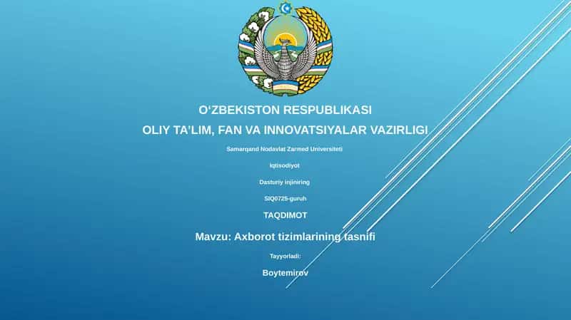 Axborot tizimlarining tasnifi