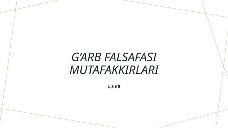 G‘arb falsafasi mutafakkirlari