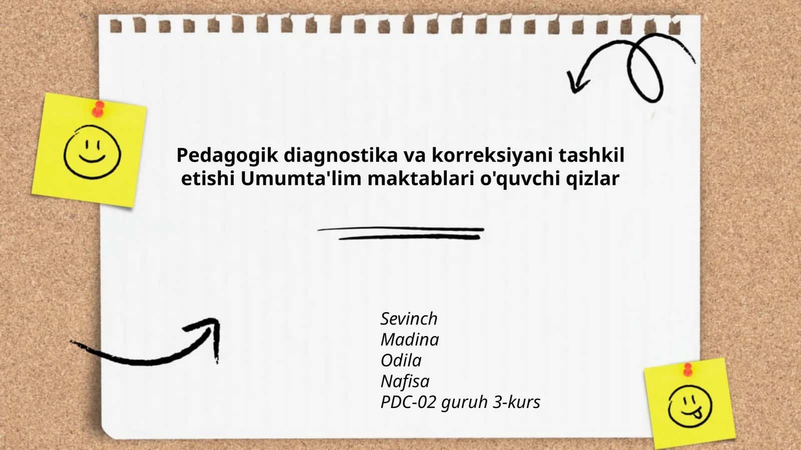 Pedagogik diagnostika va korreksiyani tashkil etishi Umumta'lim maktablari o'quvchi qizlar