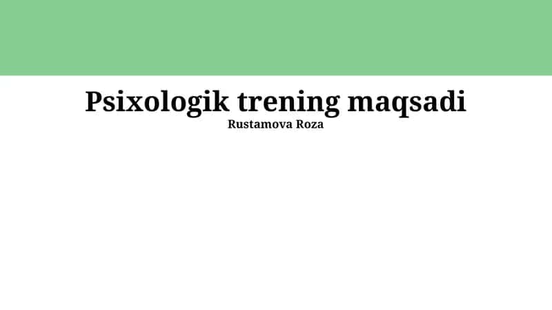 Psixologik trening maqsadi