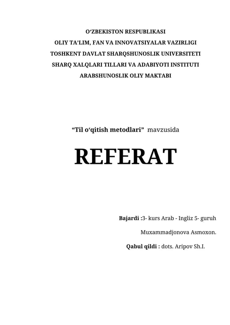 Til o‘qitish metodlari