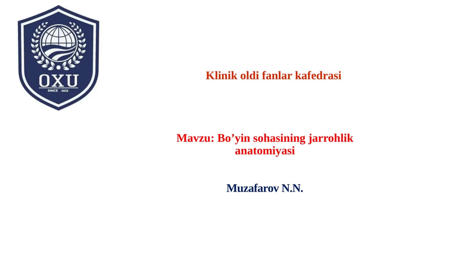Bo’yin sohasining jarrohlik anatomiyasi