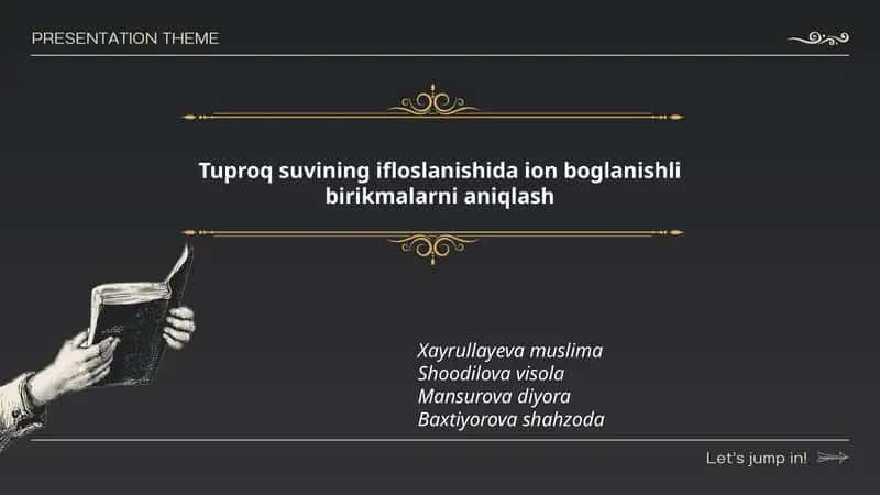 Tuproq suvining ifloslanishida ion boglanishli birikmalarni aniqlash