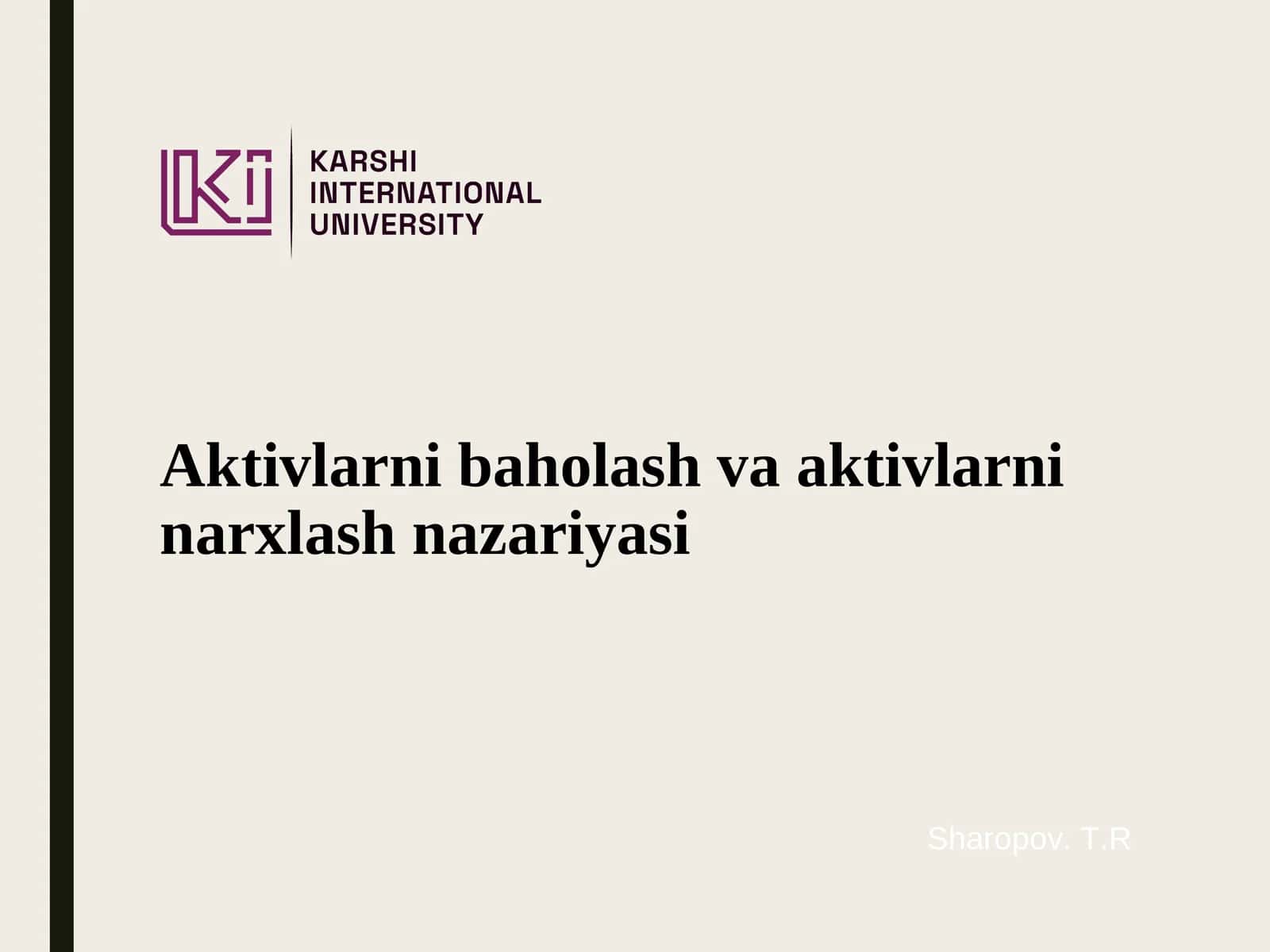 Aktivlarni baholash va aktivlarni narxlash nazariyasi
