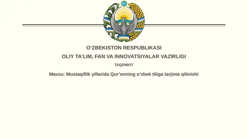 Mustaqillik yillarida Qur'onning o'zbek tiligatarjimaqilinishi