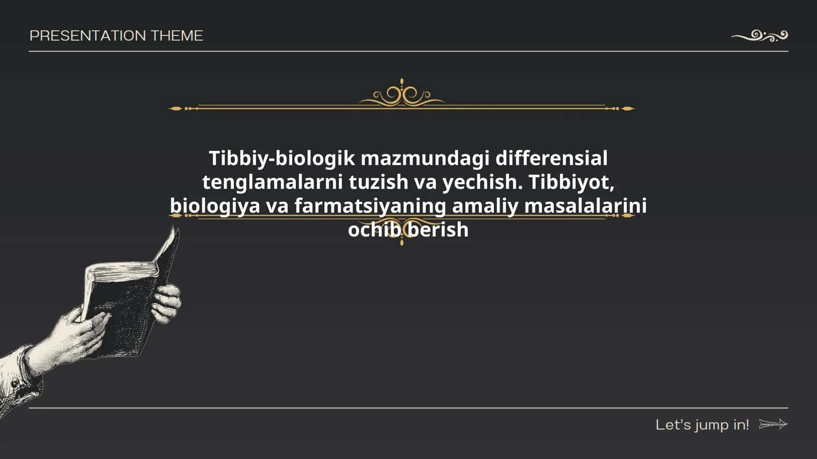 Tibbiy-biologik mazmundagi differensial tenglamalarni tuzish va yechish