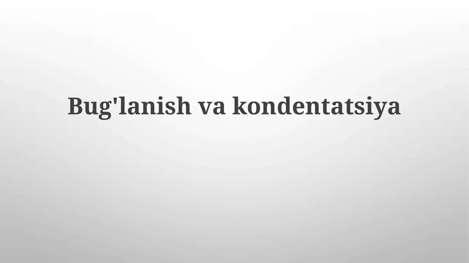 Bug'lanish vakondentatsiya
