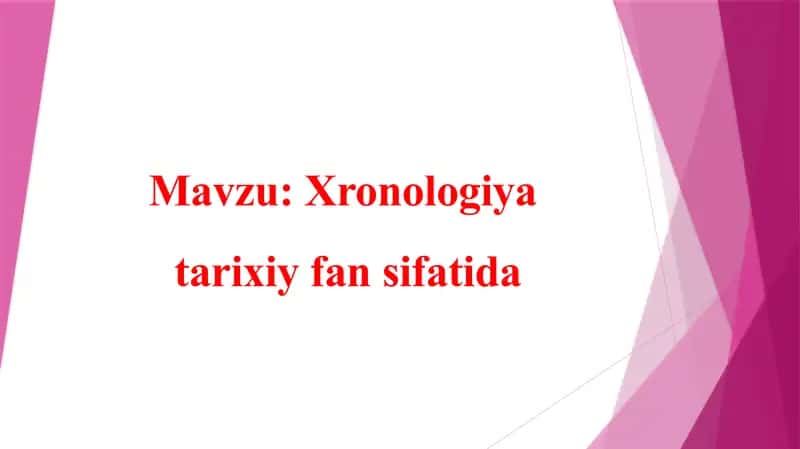 Xronologiya tarixiy fan sifatida