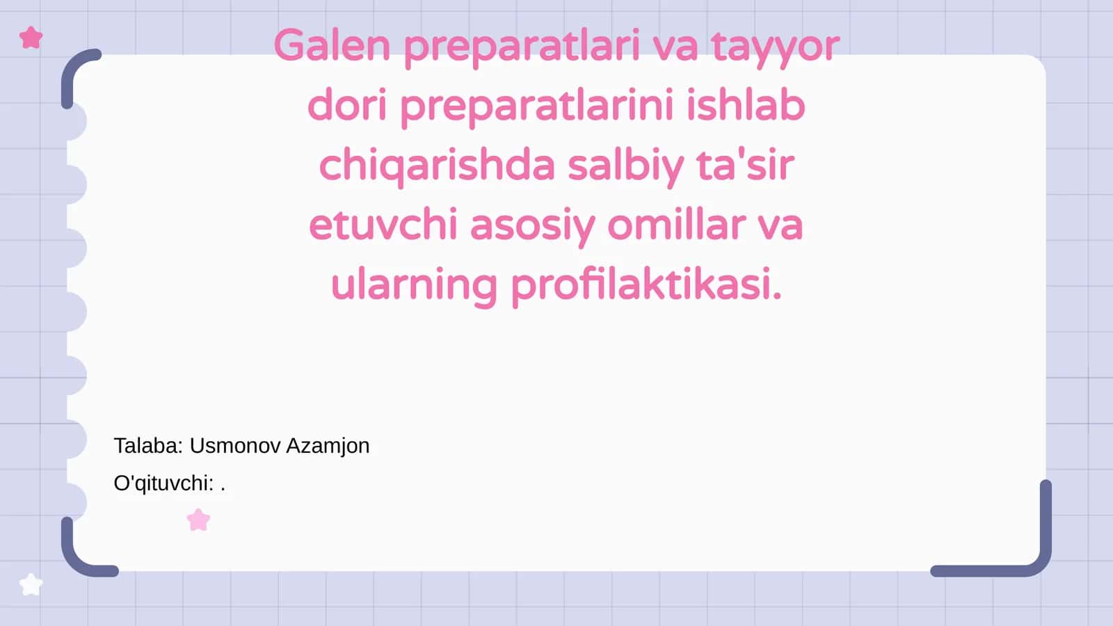 Galen preparatlari va tayyor dori preparatlari